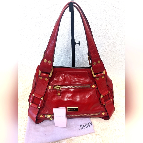 Jimmy Choo Handbags - JIMMY CHOO- Red Calfskin With Suede Mahala Bag W/ Dust Bag